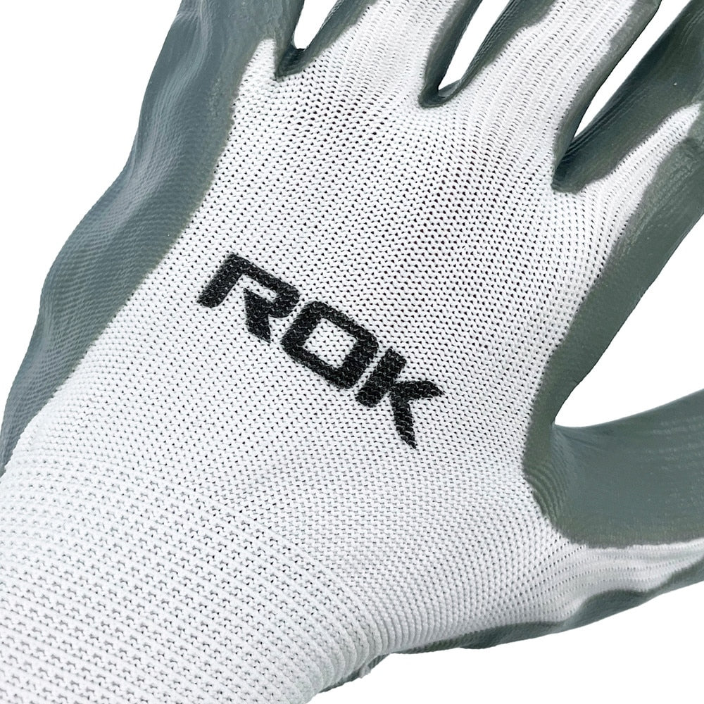 ROK 70810 Nitrile Coated Gloves Grey / White 6pk
