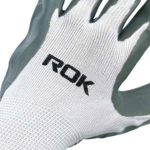 ROK 70810 Nitrile Coated Gloves Grey / White 6pk