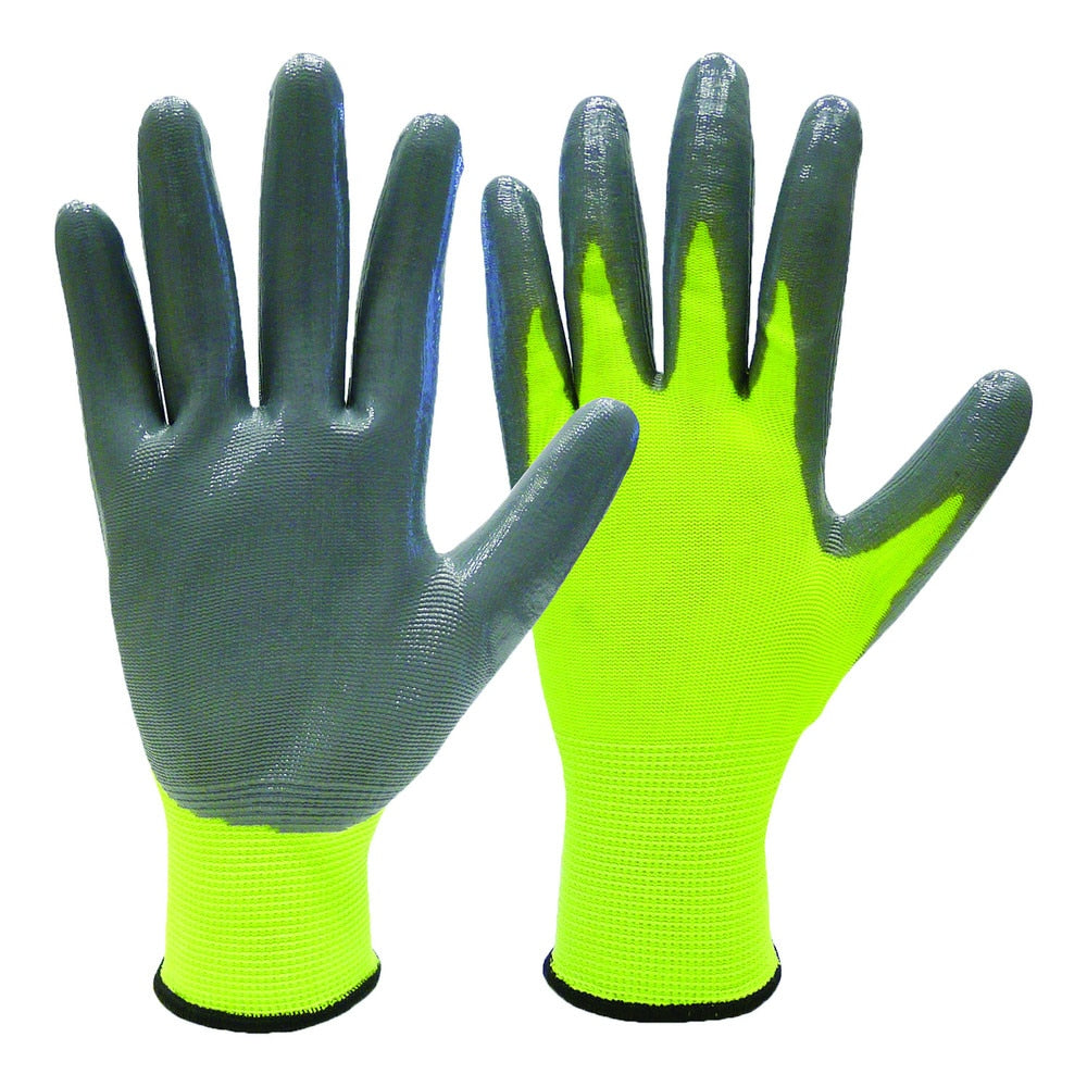 ROK-70825 Nitrile Coated Gloves- Hi Vis 6pk