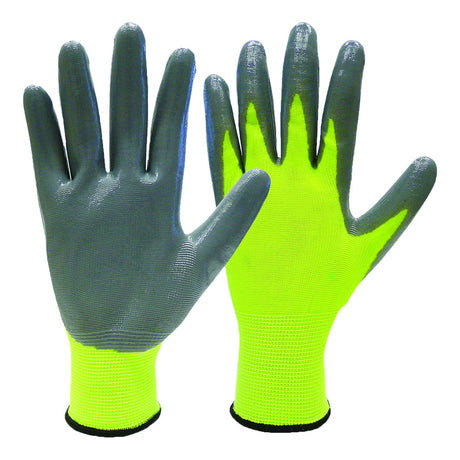 ROK-70825 Nitrile Coated Gloves- Hi Vis 6pk