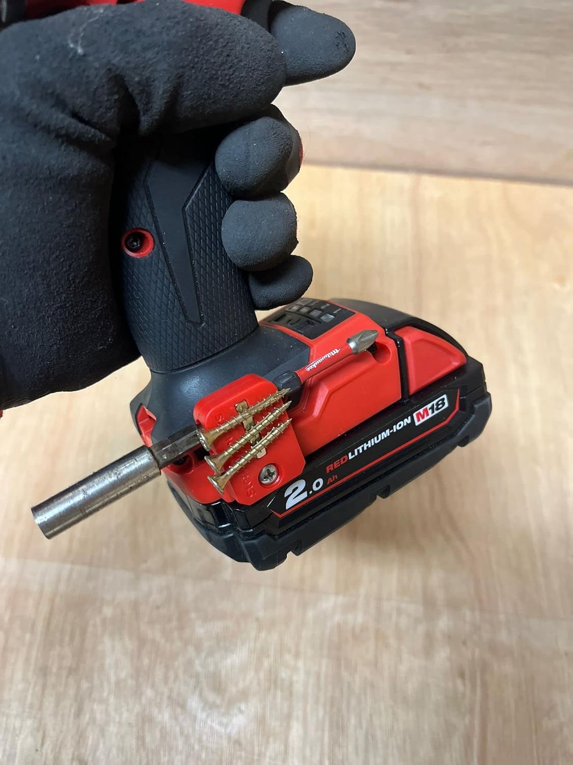 StealthMount BH-M18-S-RED Stubby Magnetic Bit Holder for Milwaukee M18 Tools (3 Pack) Red