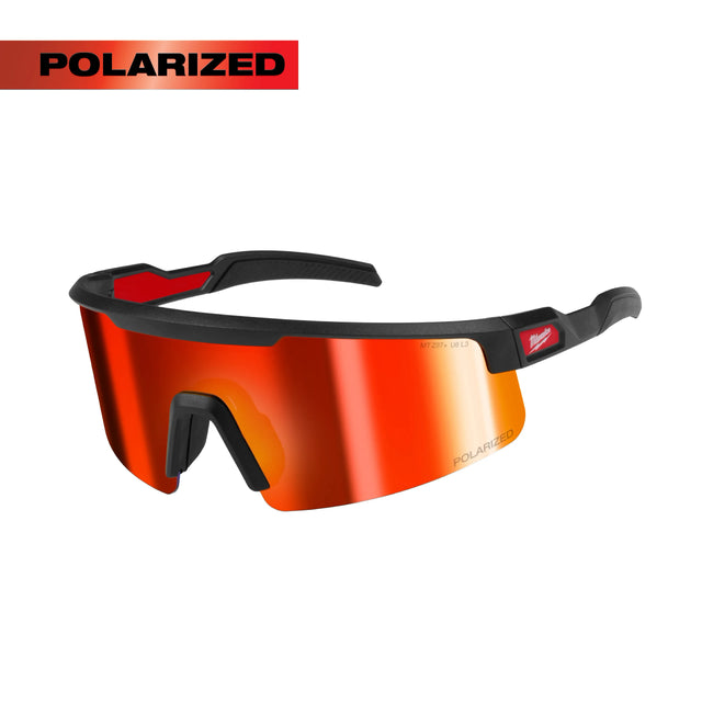 Milwaukee 48-73-2501 Polarized Wrap Around Safety Glasses - Red Mirrored Dual Coat Lenses