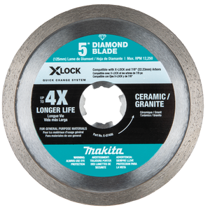 Makita E-07406 X‑LOCK 5" Continuous Rim Diamond Blade for Ceramic and Granite Cutting