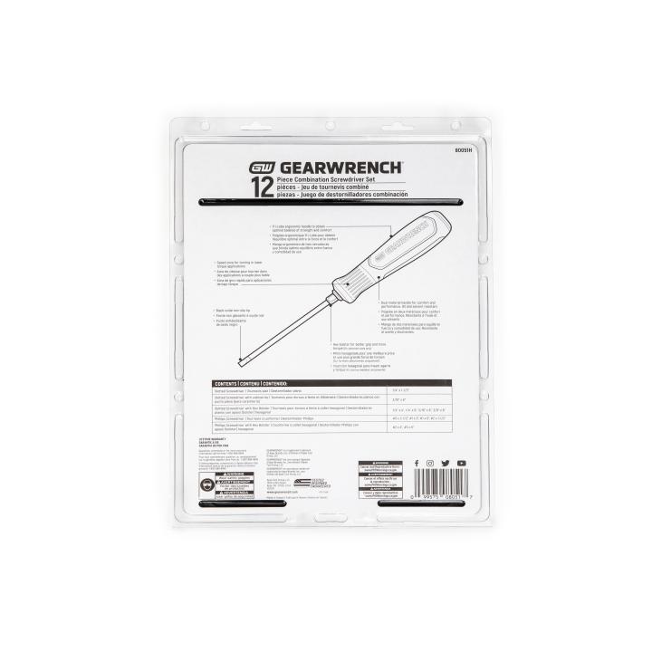 GEARWRENCH 80051H 12 Piece Phillips®/Slotted Dual Material Screwdriver Set