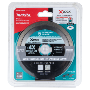 Makita E-07406 X‑LOCK 5" Continuous Rim Diamond Blade for Ceramic and Granite Cutting