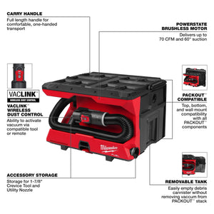 Milwaukee 0971-20 M18 FUEL™ 4 Gallon Wet/Dry Vacuum w/ PACKOUT™ Compatibility & VACLINK™