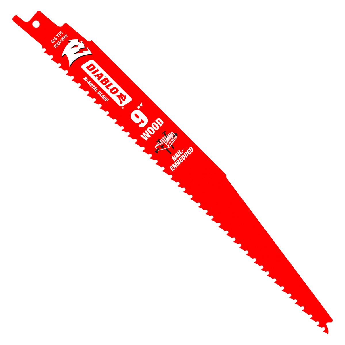Diablo 9" 4/6TPI Bi-Metal Reciprocating Saw Blade for Nail-Embedded Wood