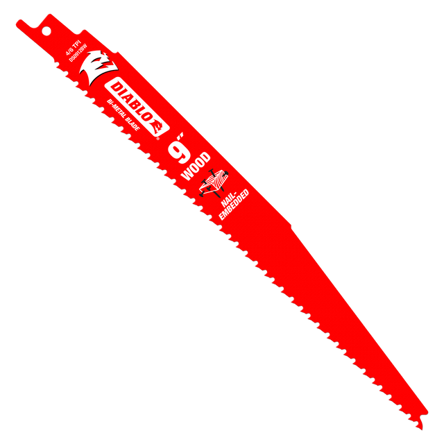Diablo 9" 4/6TPI Bi-Metal Reciprocating Saw Blade for Nail-Embedded Wood