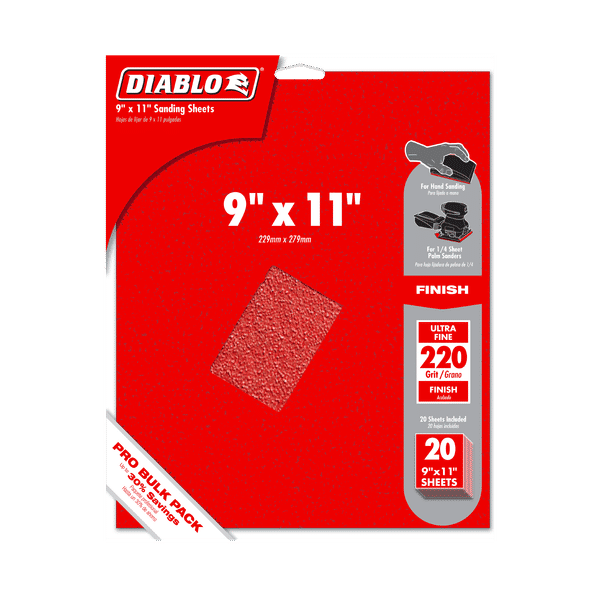 DIABLO DCS911220S20G 9" x 11" 220-Grit Sanding Sheets (20-pk)