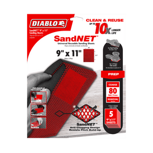 DIABLO DND911080H05G 9" x 11" Sand Demon™ 80-Grit Universal Reusable Sanding Sheet (5-pk)