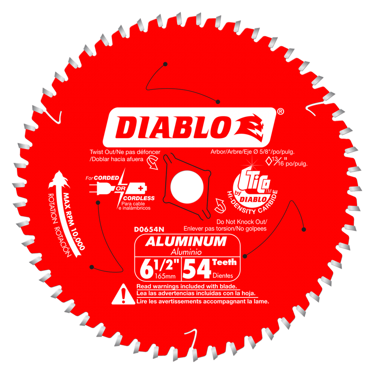 Diablo D0654N 6-1/2" x 54-Teeth Saw Blade for Medium Aluminum