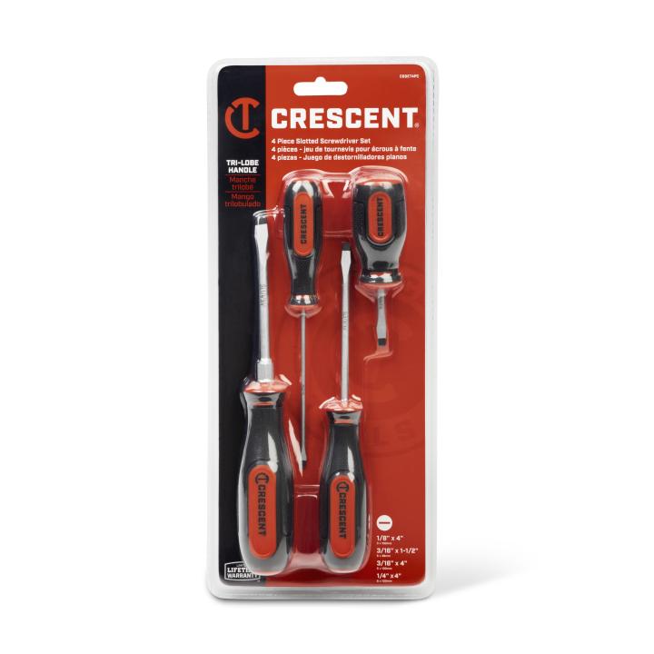 Crescent CSSET4PC 4 Piece Slotted Dual Material Screwdriver Set