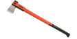 Orange axe with black handle on a white background