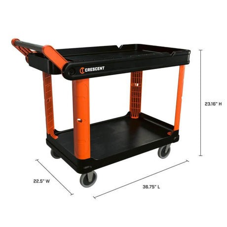 CRESCENT RAILWORKS 2 Shelf Industrial Utility Cart with 5" Hard Casters