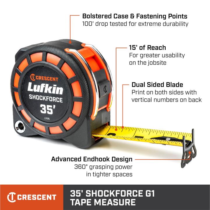 Crescent L1135-02 1-3/16" x 35' Shockforce™ G1 Dual Sided Tape Measure