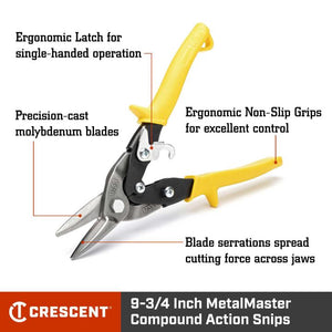 Crescent M3R 9-3/4" Compound Action Straight, Left, and Right Cut Snips