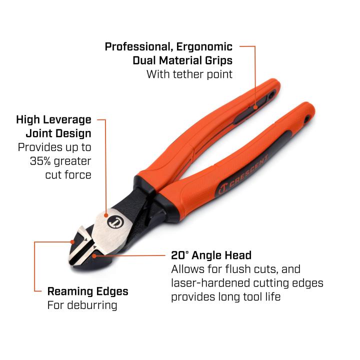 Crescent Z5428CGR-06 8" Z2 Diagonal Cutting Plier with Cushion Grip Rawhide Handle