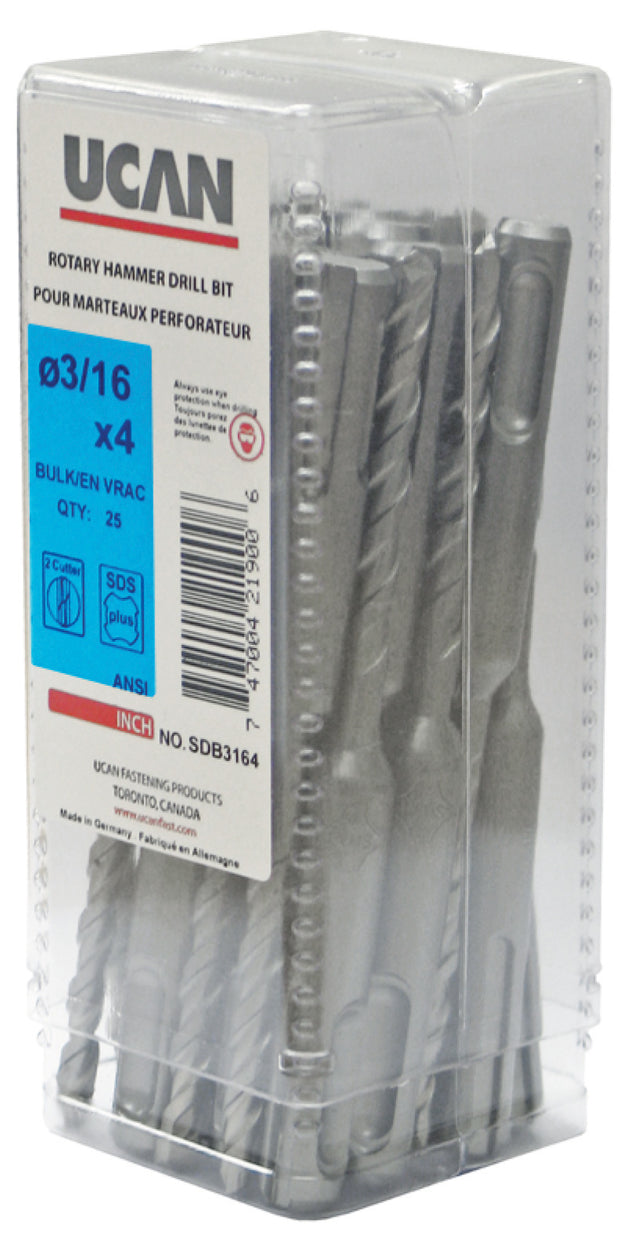 UCAN SDB3164 3/16" x 4-1/4" SDS-PLUS DRILL BIT - 25 PACK