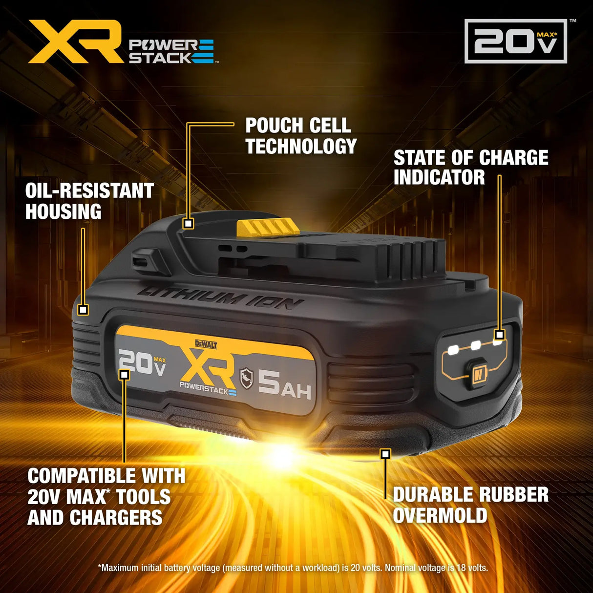 DEWALT DCBP520G DEWALT® 20V MAX* XR(r) Oil-Resistant 5Ah Battery