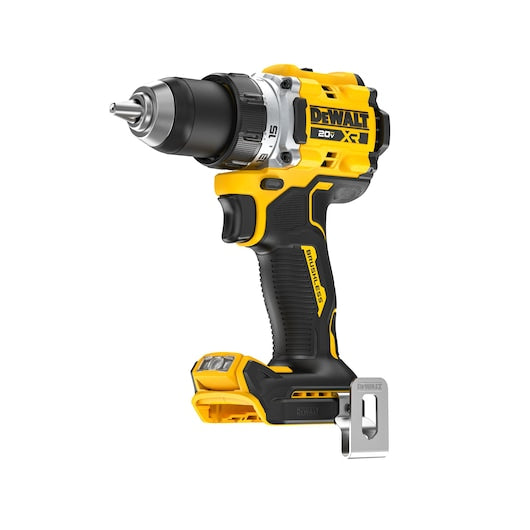 DeWalt cordless drill with battery on a white background