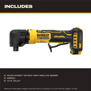 DEWALT DCG422B DEWALT® 20V MAX* ATOMIC™ Right Angle Die Grinder (Tool Only)