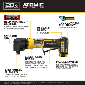 DEWALT DCG422B DEWALT® 20V MAX* ATOMIC™ Right Angle Die Grinder (Tool Only)