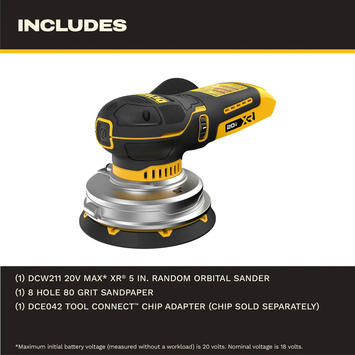 DEWALT DCW211B 20V MAX* XR® 5 in. Random Orbit Sander (Tool Only)
