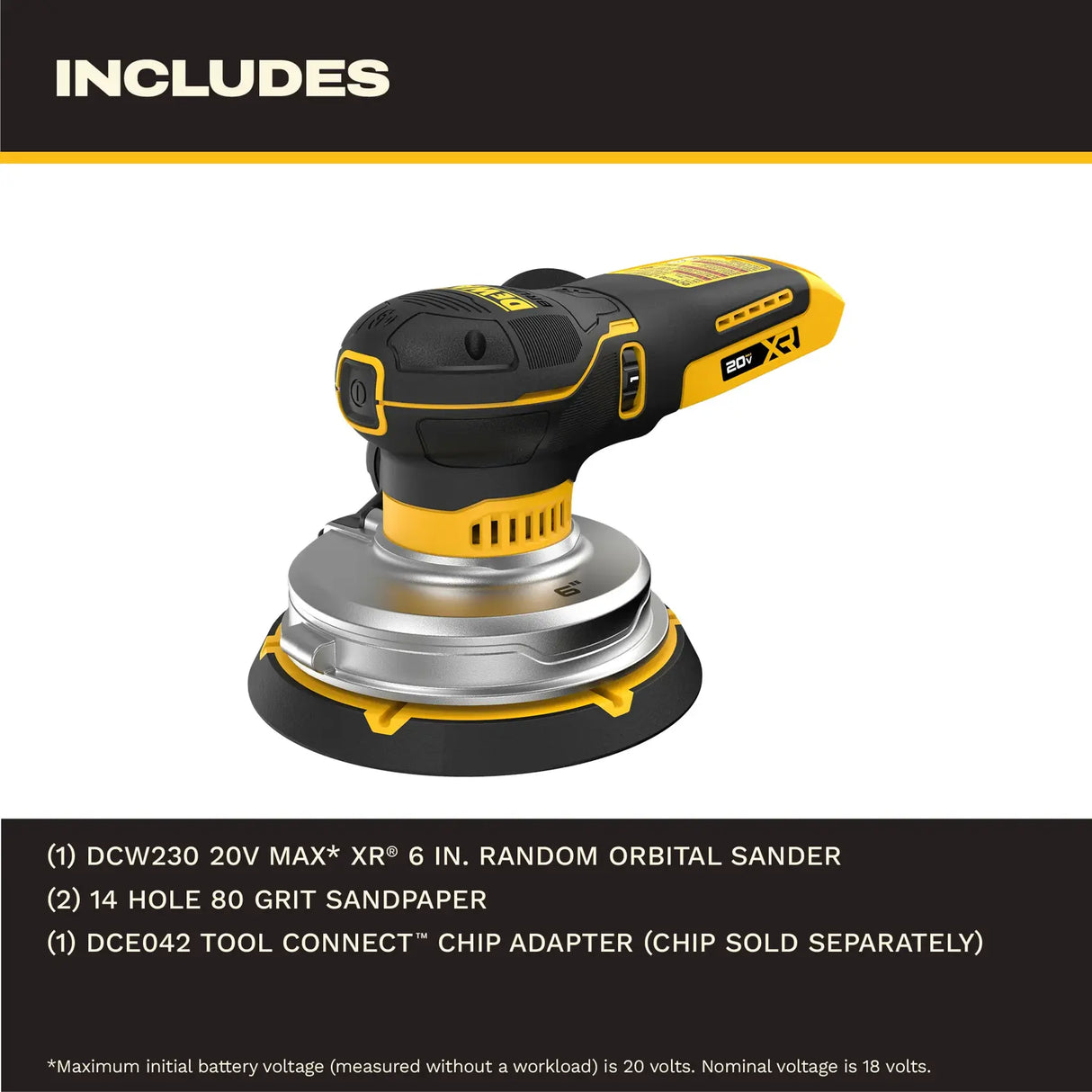 DEWALT DCW230B 20V MAX* XR® 6 in. Random Orbit Sander (Tool Only)