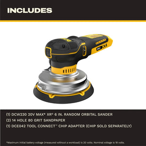 DEWALT DCW230B 20V MAX* XR® 6 in. Random Orbit Sander (Tool Only)
