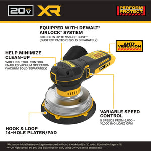 DEWALT DCW230B 20V MAX* XR® 6 in. Random Orbit Sander (Tool Only)