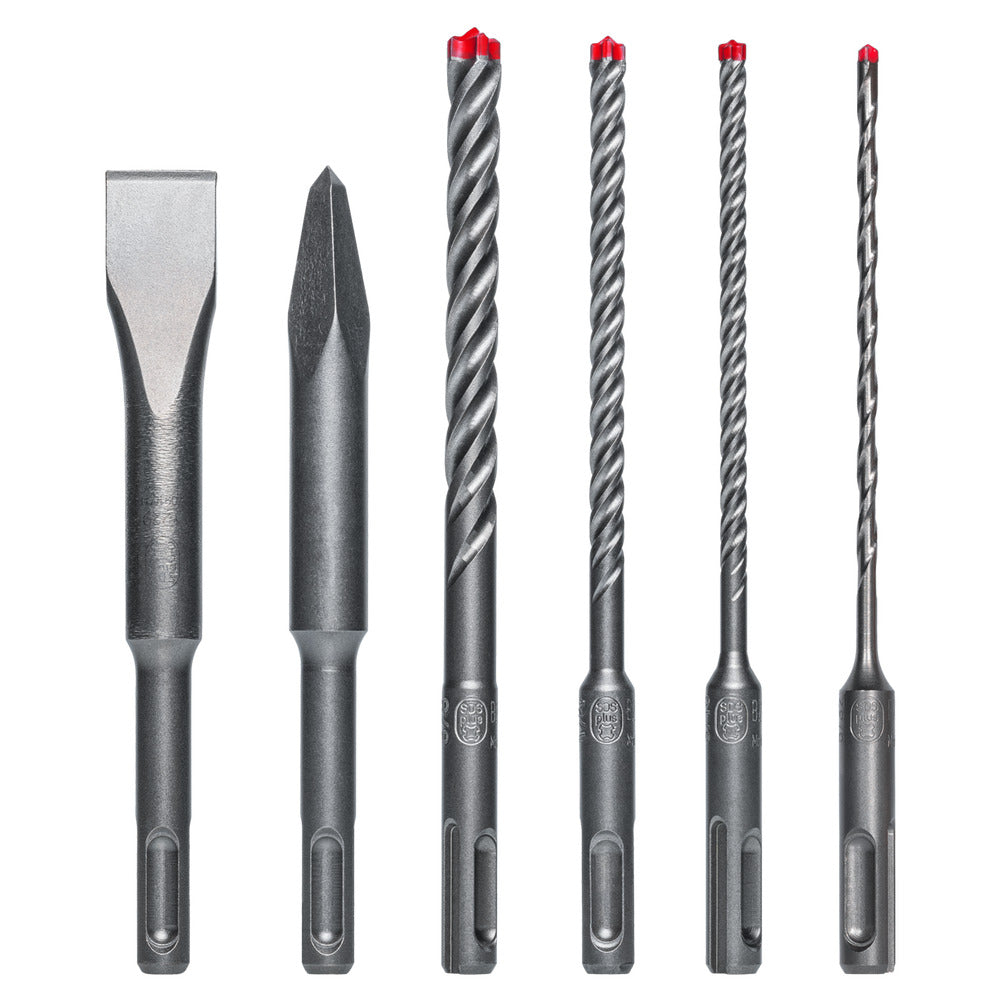 Diablo DMAPL9930-S6 6pc SDS-Plus Rebar Demon™ 4-Cutter Full Carbide Head Hammer Drill Bit & Chisel Set (6-Piece)