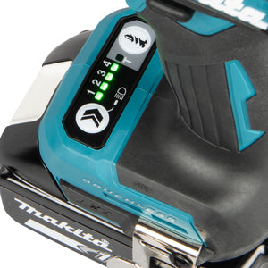 Close-up of a Makita power tool with digital display and branding.
