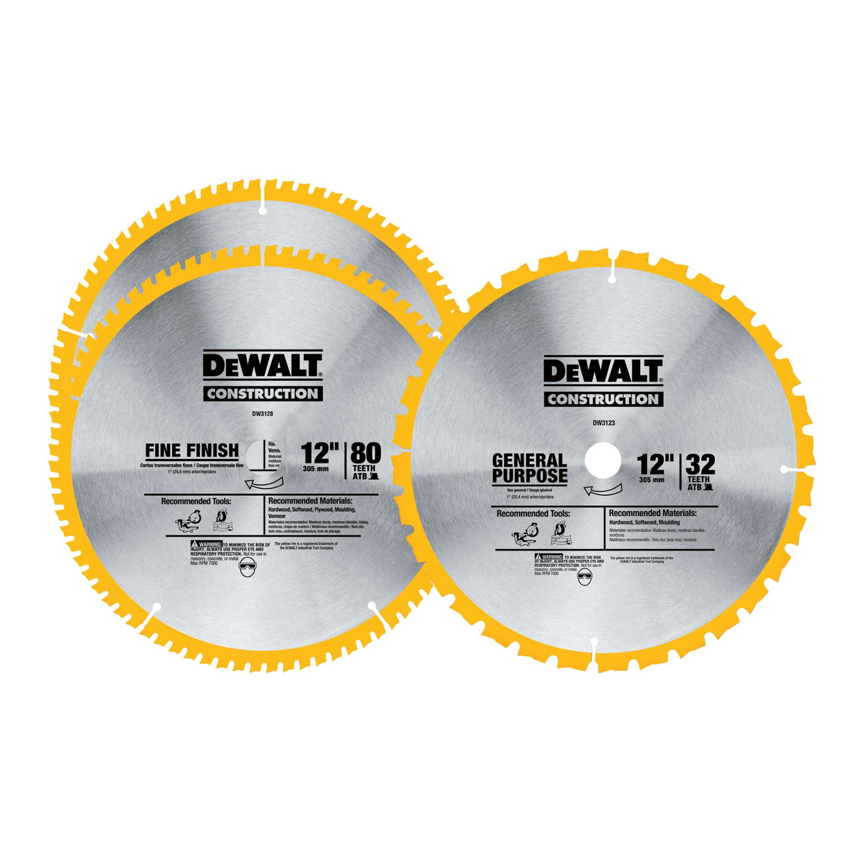 DEWALT DW3128P5B 3 Pack 12" Mitre Saw Blade Combo