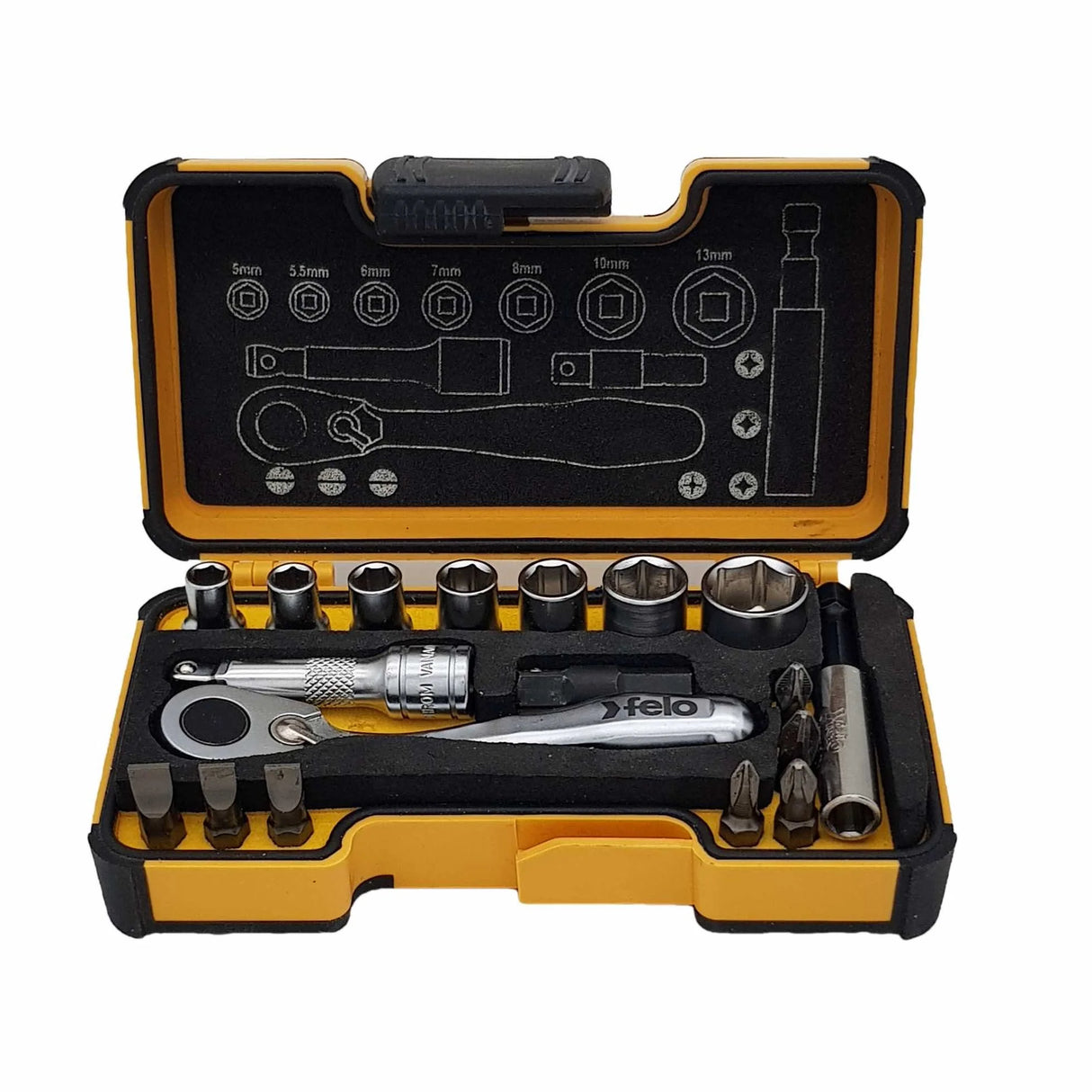 Felo XS-Strongbox XS 18 1/4" 18-pcs. PH/PZ/TORX®/SW/MS/BH