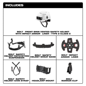 Milwaukee BOLT™ Front Brim Safety Helmet with IMPACT ARMOR™ Liner