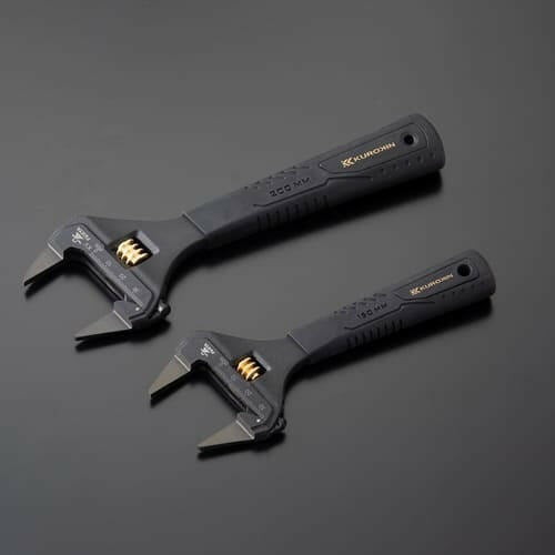 Fujiya Kurokin FLT-34-BG Slim Jaw Adjustable Wrench with Grip Handle