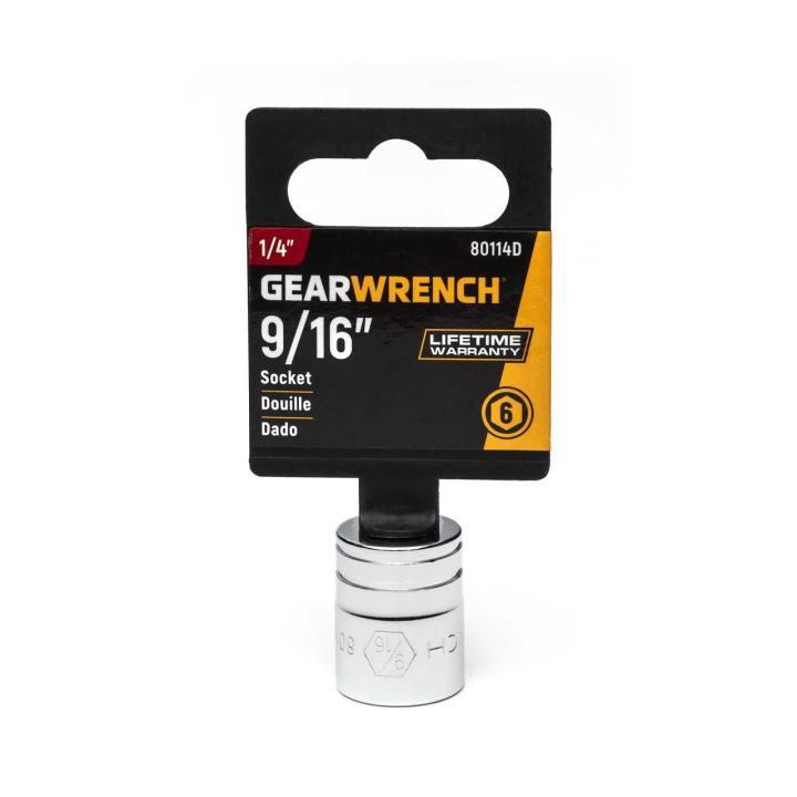 GEARWRENCH 80114D 1/4" Drive 6 Point Standard SAE Socket 9/16"
