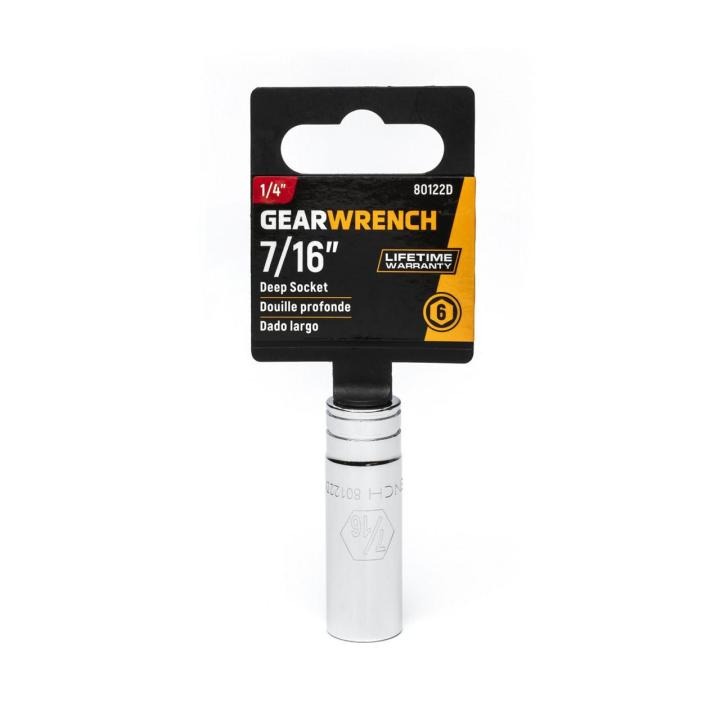 GEARWRENCH 80122D 1/4" Drive 6 Point Deep SAE Socket 7/16"
