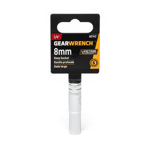 GEARWRENCH 80143 1/4" Drive 6 Point Deep Metric Socket 8mm
