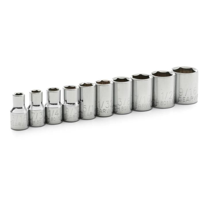 GEARWRENCH 80303 10 Piece 1/4" Drive 6 Point Standard SAE Socket Set