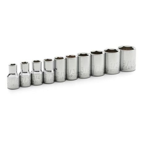GEARWRENCH 80303 10 Piece 1/4" Drive 6 Point Standard SAE Socket Set