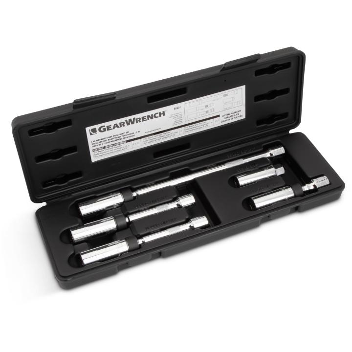 GEARWRENCH 80601 5 Piece 3/8" Drive 6 Point Magnetic Swivel Spark Plug Socket Set