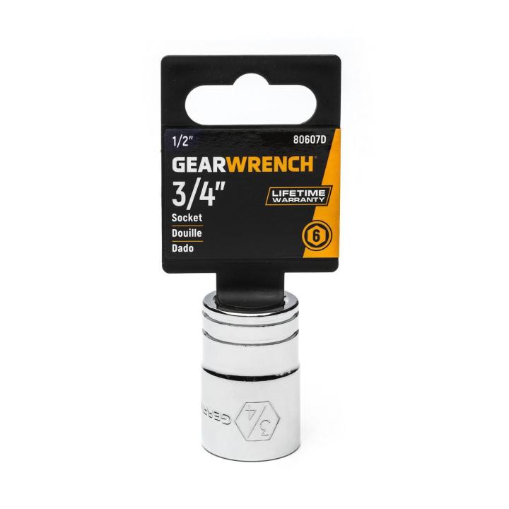 GEARWRENCH 80607D 1/2" Drive 6 Point Standard SAE Socket 3/4"