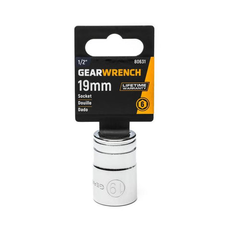 GEARWRENCH 80631 1/2" Drive 6 Point Standard Metric Socket 19mm