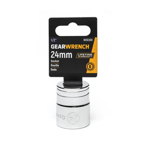 GEARWRENCH 80636D 1/2" Drive 6 Point Standard Metric Socket 24mm