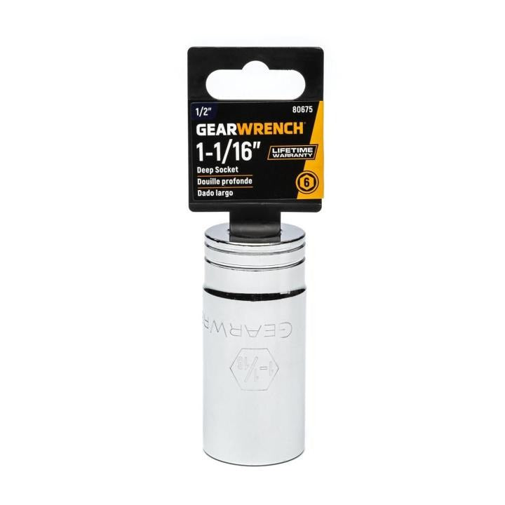 GEARWRENCH 80675 1/2" Drive 6 Point Deep SAE Socket 1-1/16"
