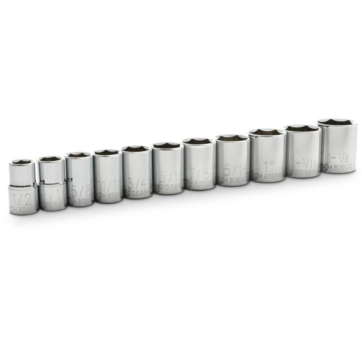 GEARWRENCH 80703 11 Piece 1/2" Drive 6 Point Standard SAE Socket Set