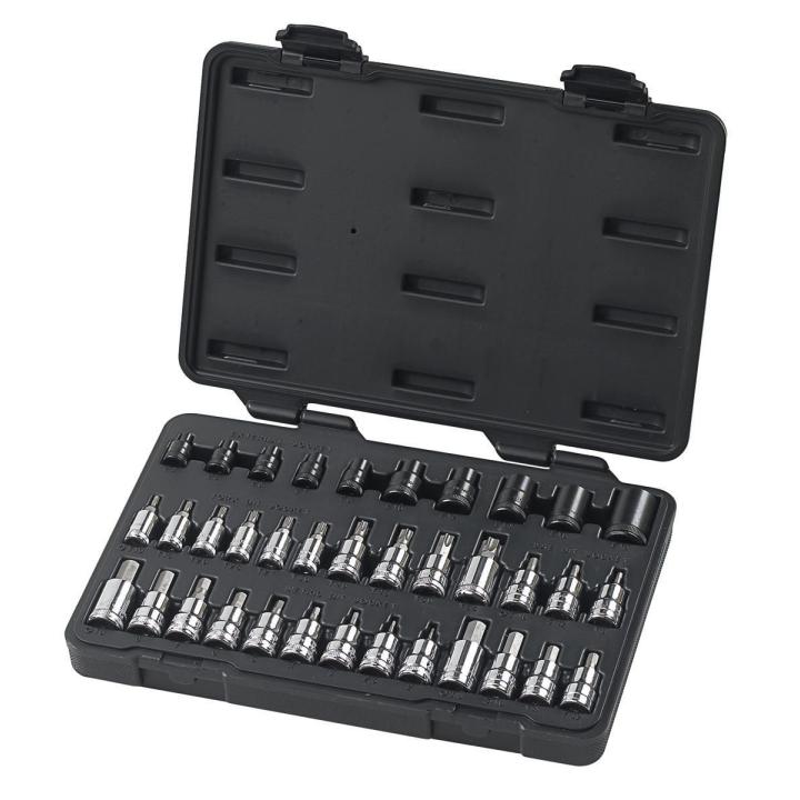 GEARWRENCH 80726 36 Piece 1/4", 3/8" & 1/2" Drive Standard Hex, E-Torx® & Torx® Bit SAE/Metric Socket Set
