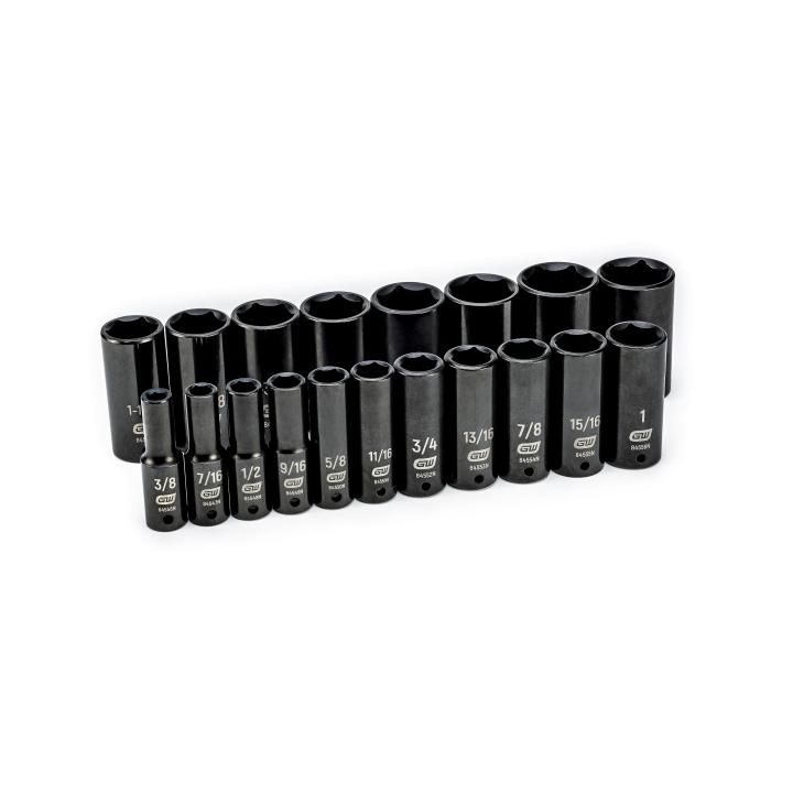 GEARWRENCH 84934N 19 Piece 1/2" Drive 6 Point Deep Impact SAE Socket Set