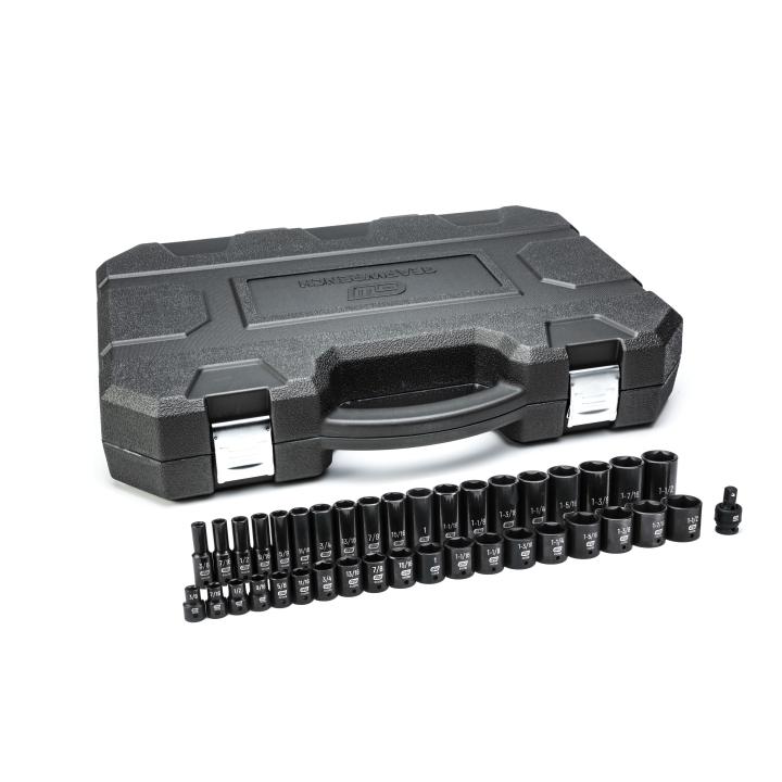 GEARWRENCH 84947N 39 Piece 1/2" Drive 6 Point Standard and Deep Impact SAE Socket Set